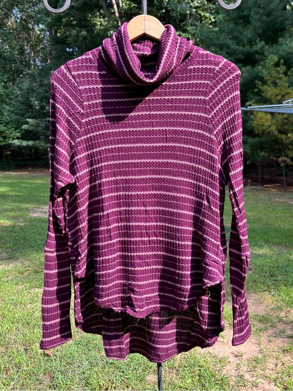 Free People Striped Turtleneck Sweater Burgundy Size S Whimsigoth Fall Grunge